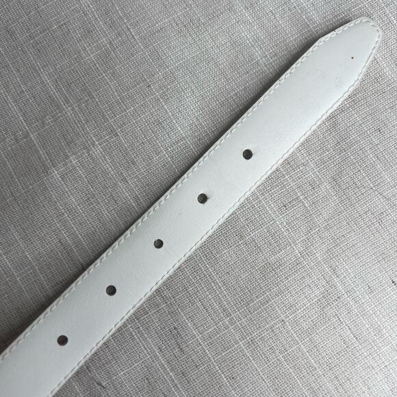 Vintage 80s Size Medium Beige Snakeskin Leather Belt Gold Buckle Classic - Picture 5 of 9